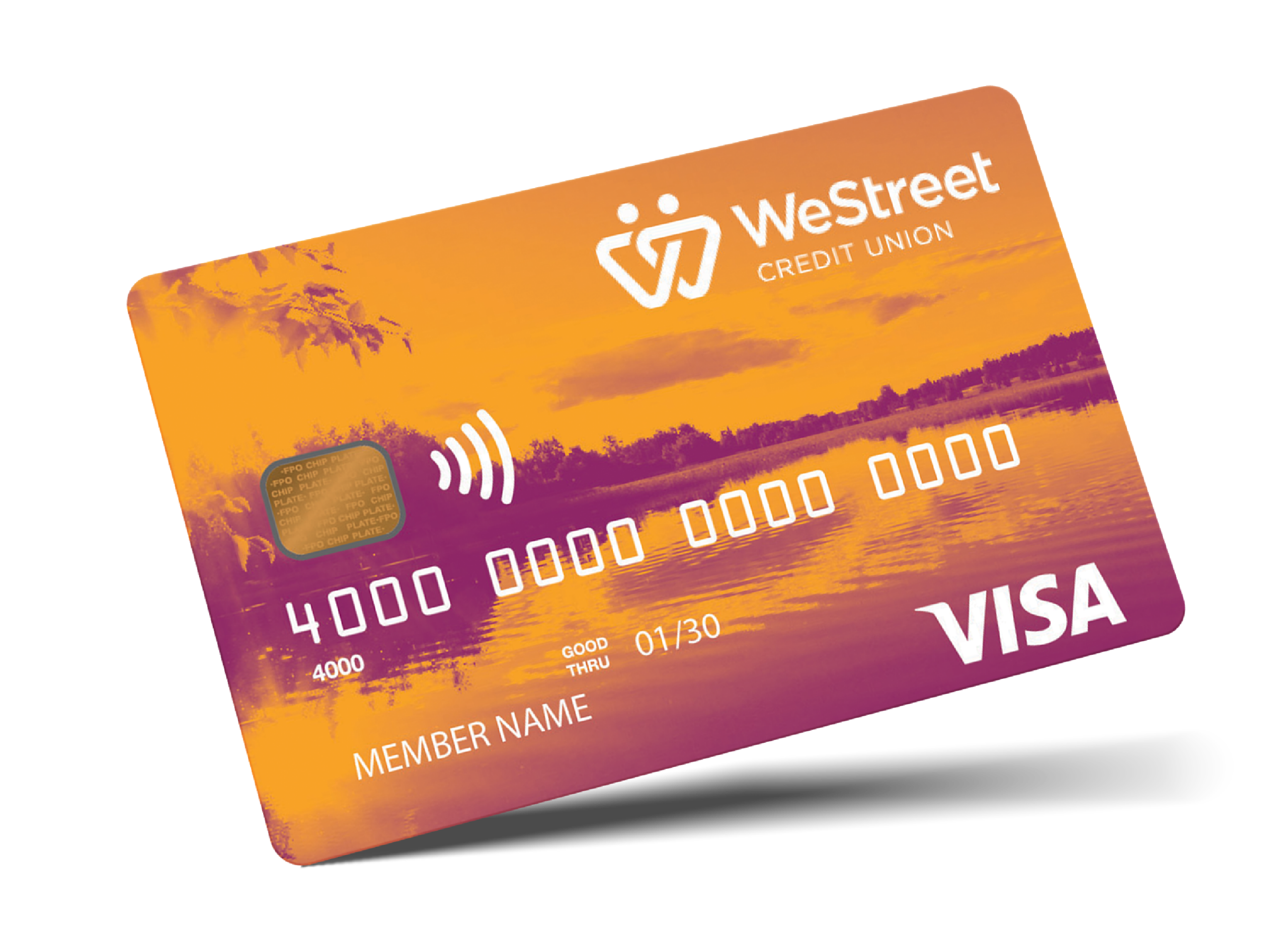 Orange and radish color lake on WeStreet credit card