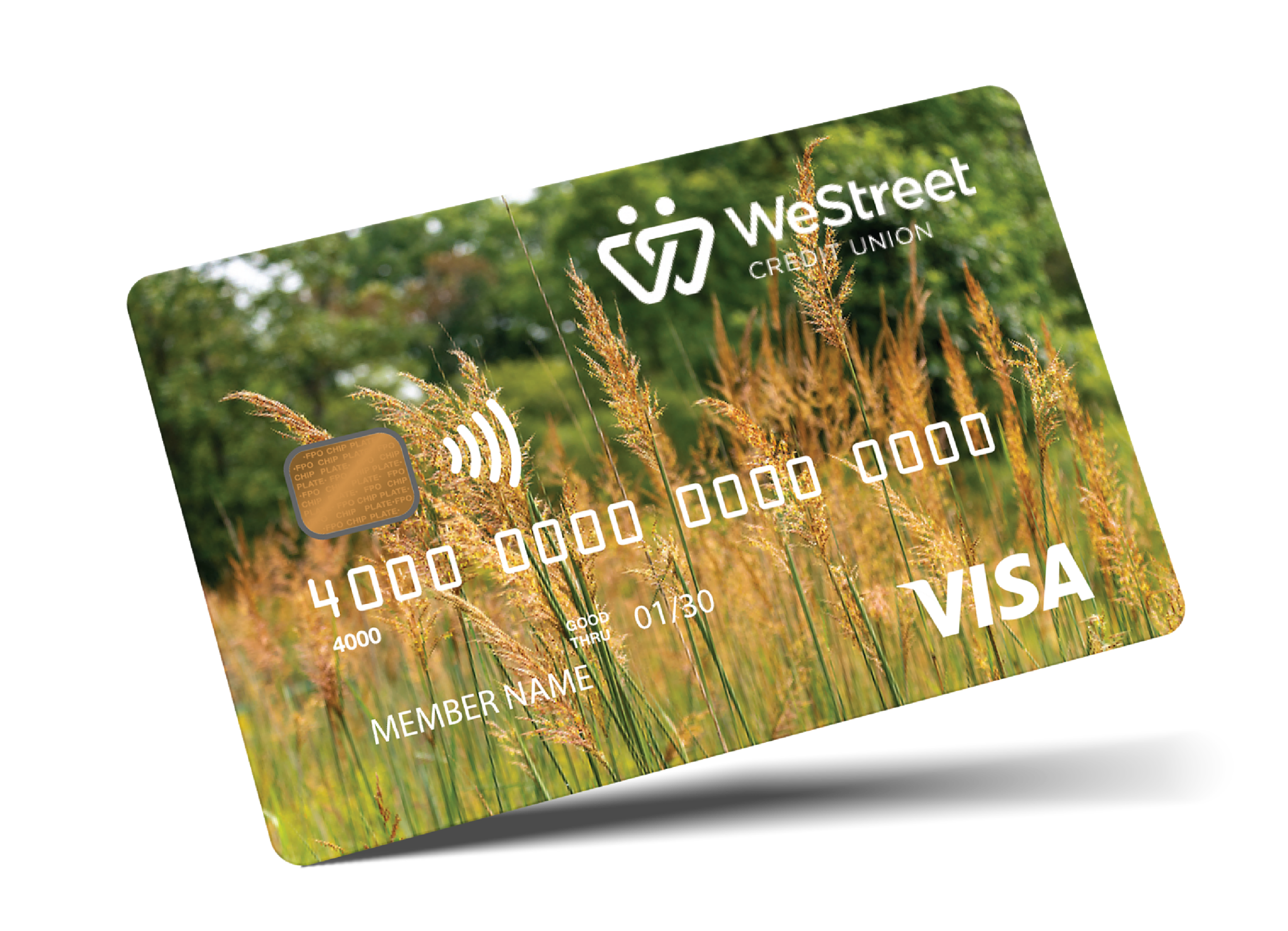 Prairie grass on a WeStreet credit card
